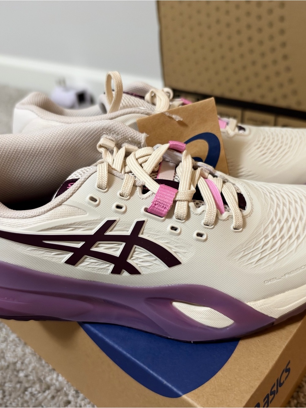ASICS Cream & Purple Women's Tennis Shoes